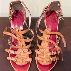 Giuseppe Zanotti Tan Strappy Buckle Heeled Sandals